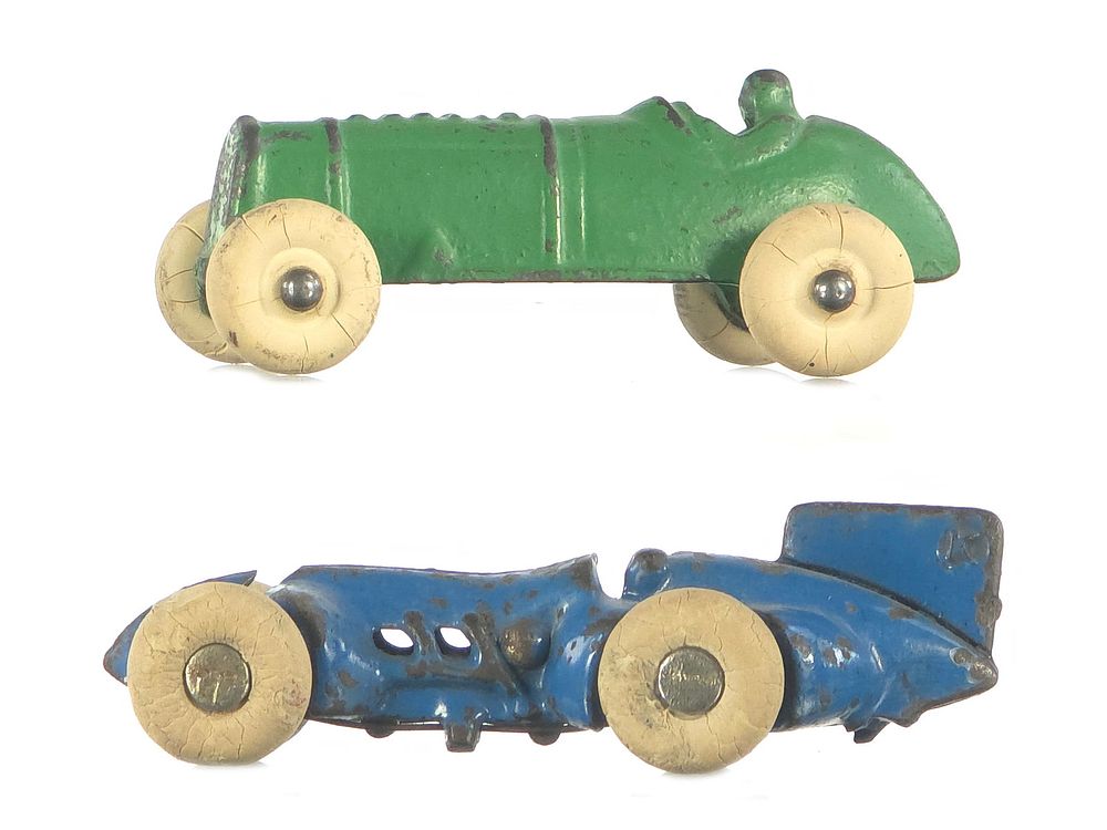Lot 307: (2) Kilgore and Arcade Toys Cast Iron Race Cars
