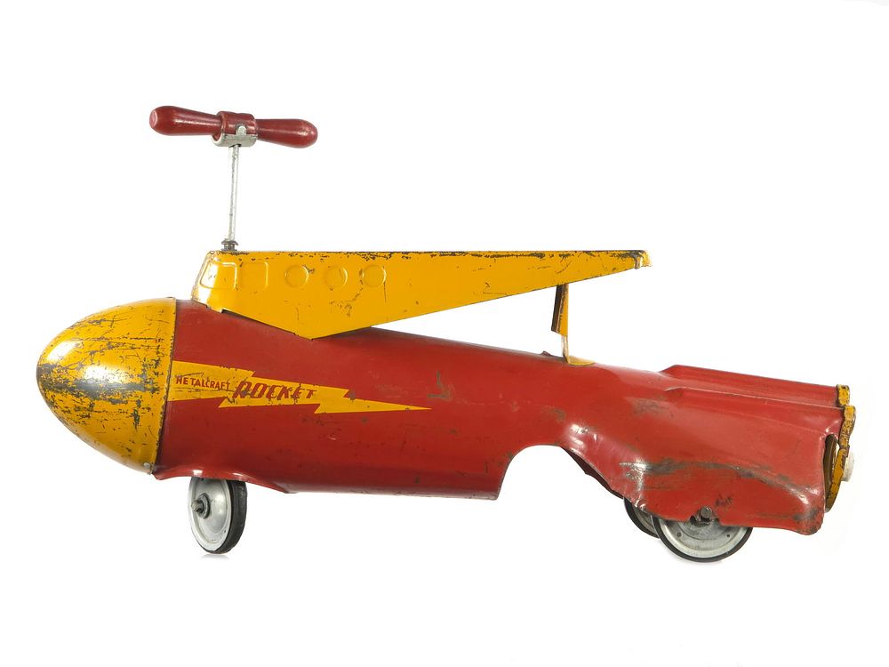 Lot 320: 1950s Pressed Steel Metalcraft Ride-On Rocket