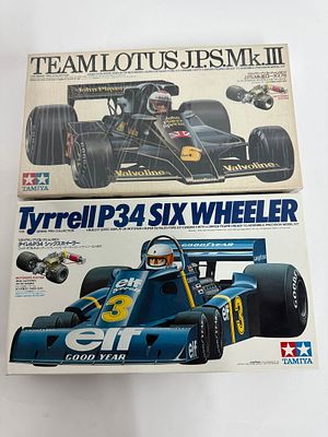 (2) Model Cars Team Lotus JPS MK III/Tyrrell P34 Six Wheeler. Team Lotus JPS MK III/Tyrrell P34 