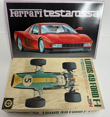 (2) Model Car Kits Lotus 49 Ford F-1/Ferrari Testarossa. Tamiya Lotus 49 Ford F-1 1/12 