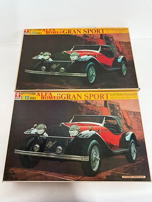 (2) Model Kit Cars (2) Alfa Romeo Grand Sport. Bandai (2) Alfa Romeo Grand Sport, one has motor 