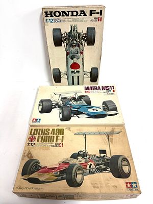 (3) Model Kit Cars/Honda/Matra/Lotus. Tamiya Lotus 49B Ford F-1 1/12/Tamiya 1/12 Honda 