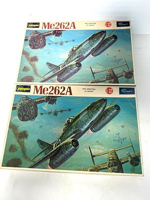 (2) Model Plane Kit (2) ME262A. (2) Hasegawa ME 262A Jet Aircraft 1/32 scale, MIB and unstarted. 