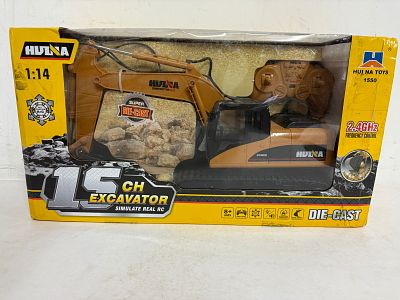 Hui NA Toys R/C 15 Channel Die Cast Excavator, 1/14 scale, 2.4 MHz, MIB and unused. Condition: GOOD