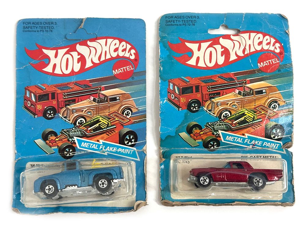 Lot 357: Hot Wheels '55 Trail Haulin and '57 T-Bird Metal Flake