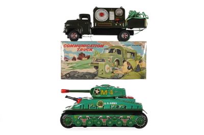 (2) Japanese Batt. Op. Communication Truck Boxed & Sherman Tank. A great pairing of two 