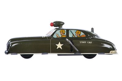Marx Tin Windup Army Staff Car W-601158. A tin lithographed wind-up Marx Staff Car. The light 