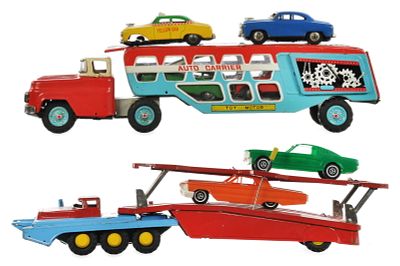 (2) Tin Friction Auto Carriers Nomura & Yonezawa. A working tin friction Nomura T.N. Auto 