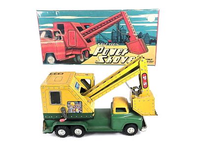 Linemar/Marx Friction Power Shovel Boxed. A clean J-1402 Linemar/Marx tin friction Power Shovel 