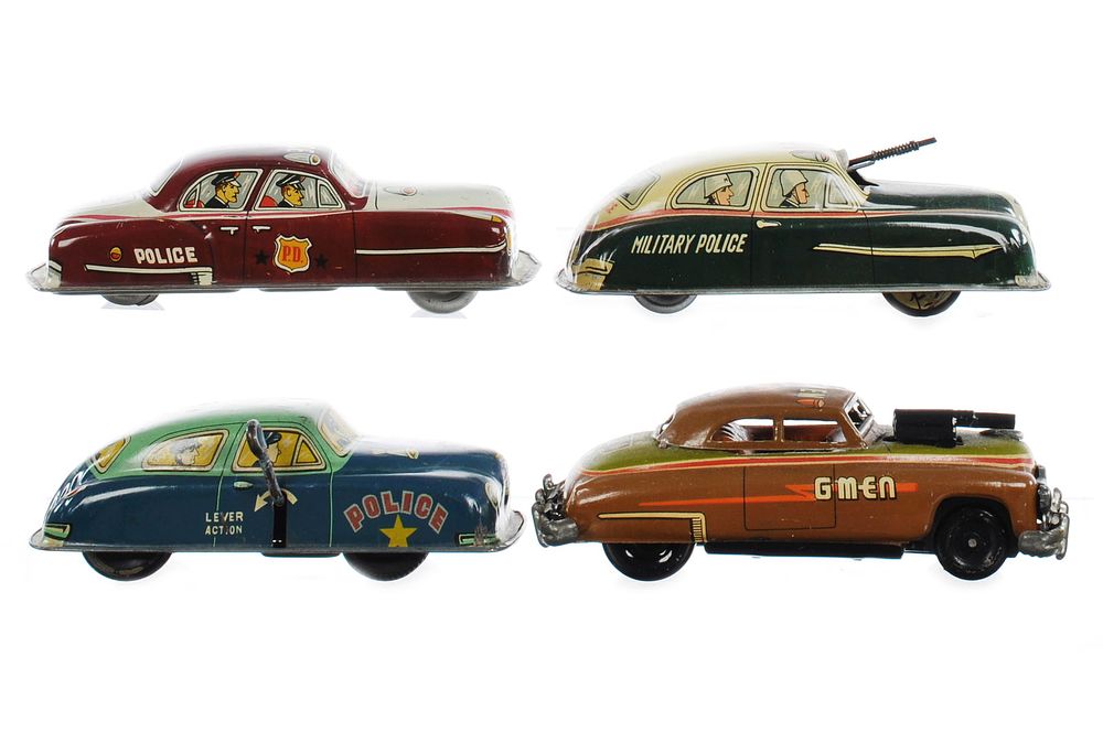 Lot 157: (4) Japanese Tin Military & Police Cars TN TM Cragstan