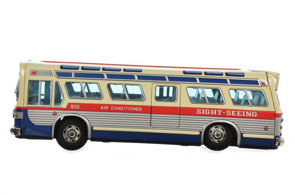 Lot 166: Masudaya Modern Toys Tin Friction Sight-Seeing Bus