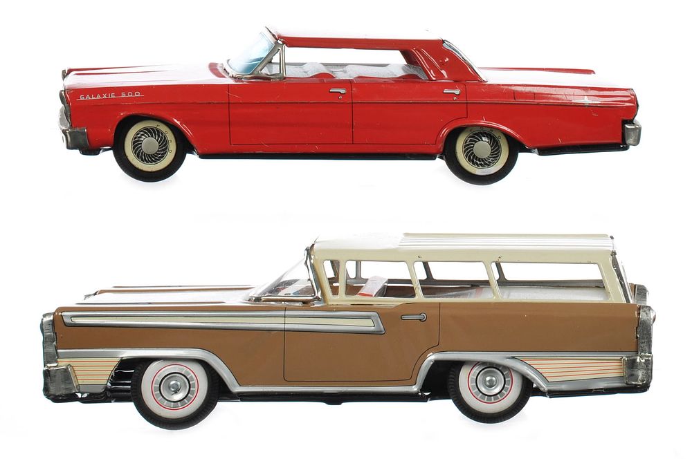Lot 167: (2) Yonezawa & ET Tin Friction Ford Cars Japanese Tin