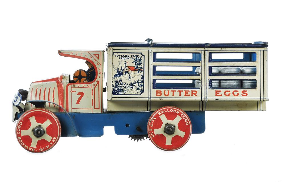 Lot 193: Marx Windup Toyland Farm Dairy Stake Truck