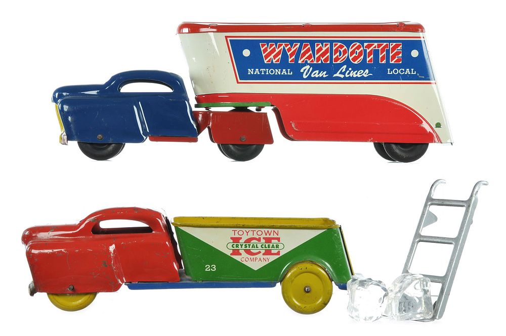 Lot 194: Wyandotte Streamlined Moving & Toy Town Ice Trucks