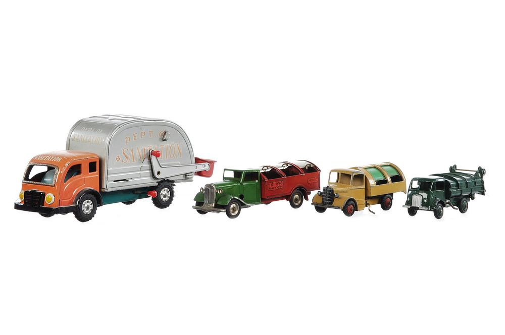Lot 195: (4) Sanitation Garbage Trucks Diecast & Tin