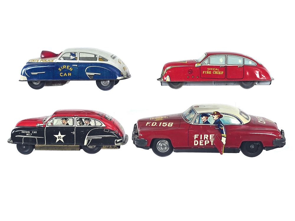 Lot 202: (4) Tin Litho Fire & Police Cars Marx/Courtland/Lupor