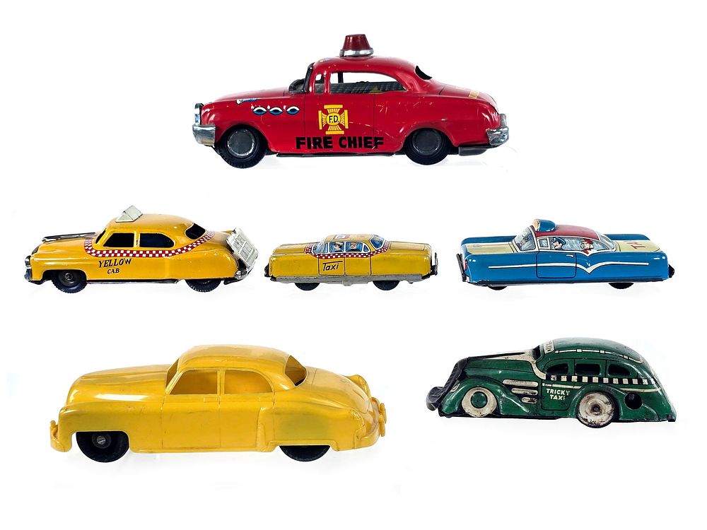 Lot 208: (6) Tin & Plastic Vehicles Marx & Japanese Tin