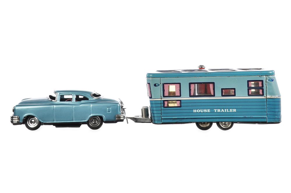 Lot 215: Nomura TN Tin Batt. Op. House Trailer & Friction Dodge