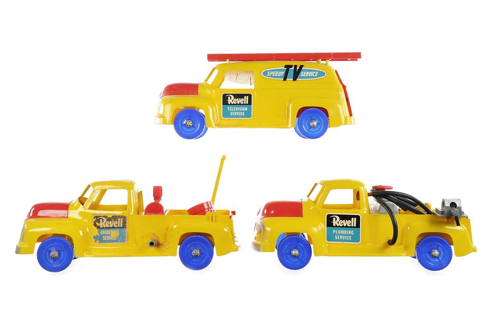 Lot 216: (3) 1930s Revell Work Trucks with Accessories