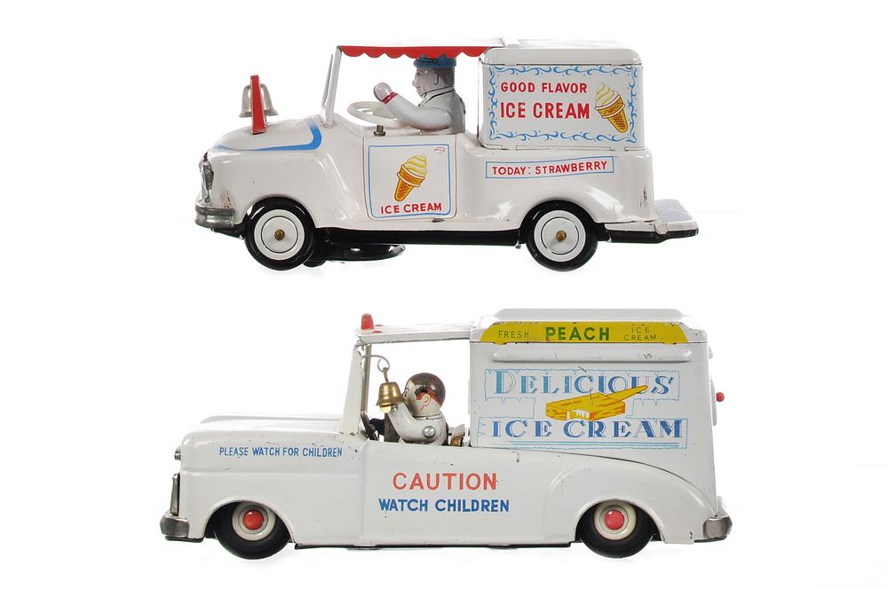 Lot 217: (2) Japanese Tin Windup & Friction Ice Cream Trucks