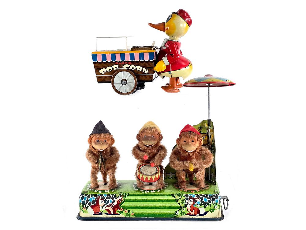 Lot 246: (2) Alps Red Hot Rhythm Monkey Band & TN Popcorn Duck