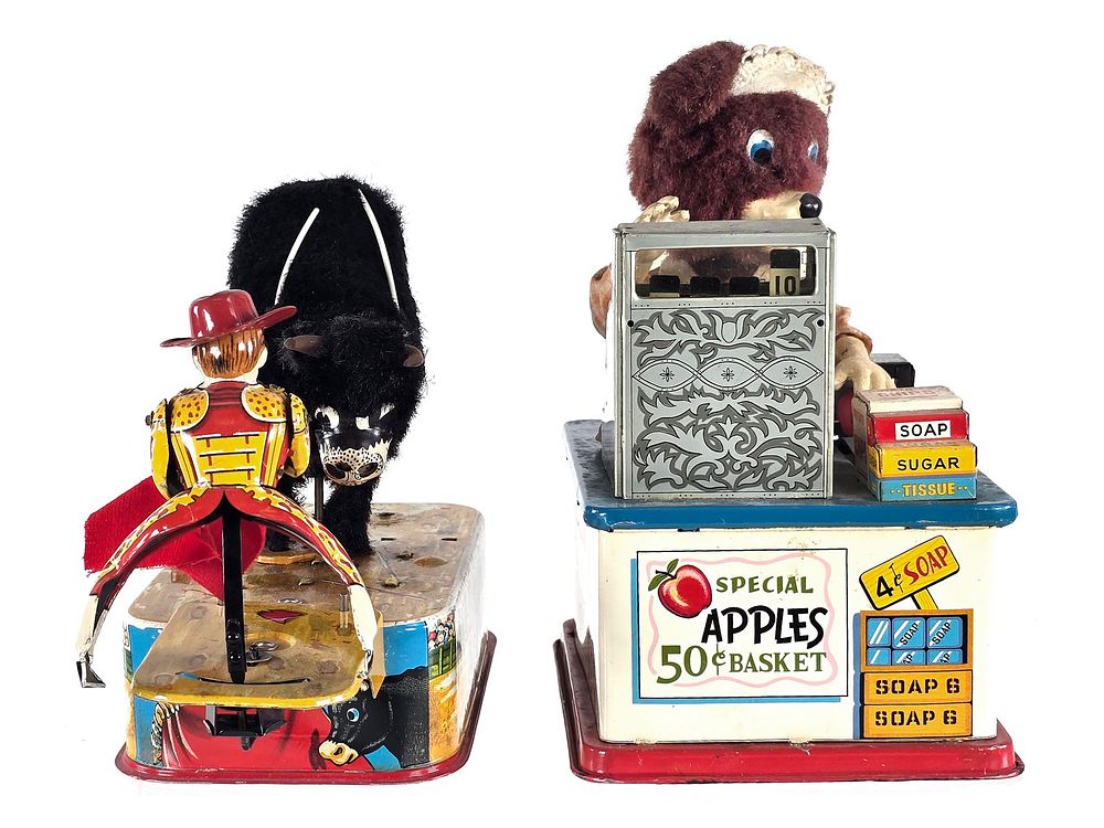 Lot 248: (2) Batt. Op. Toys Linemar Super Susie & Cragstan El Toro