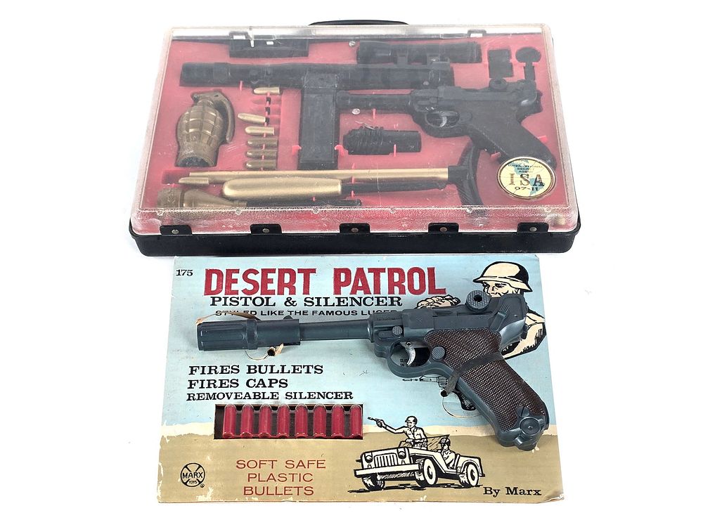 Lot 252: (2) Toy Guns ISA 07-11 Secret Agent Briefcase & Marx Desert Pistol