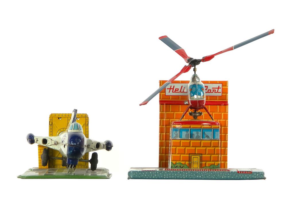 Lot 270: (2) Linemar Rocket Shooting Jet & Cragstan Heliport