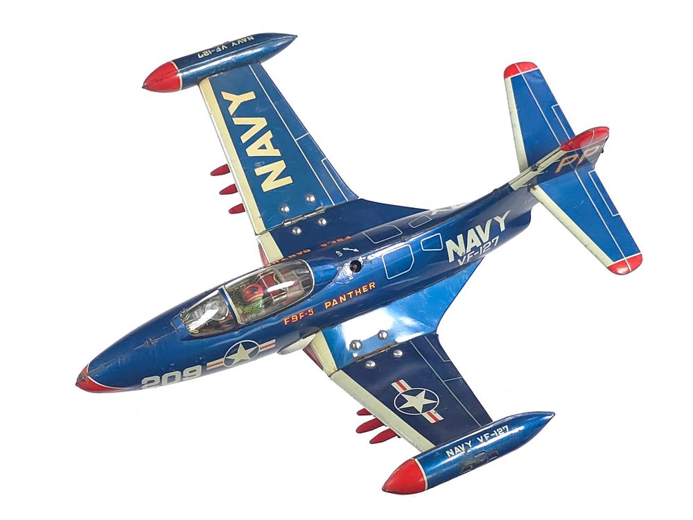Lot 286: Yonezawa Tin Navy Grumman F9F-5 Panther Jet Japan