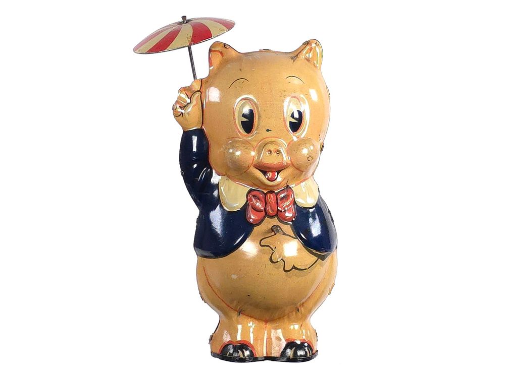 Lot 299: 1939 Marx Leon Schlesinger Porky Pig Tin Litho Wind Up