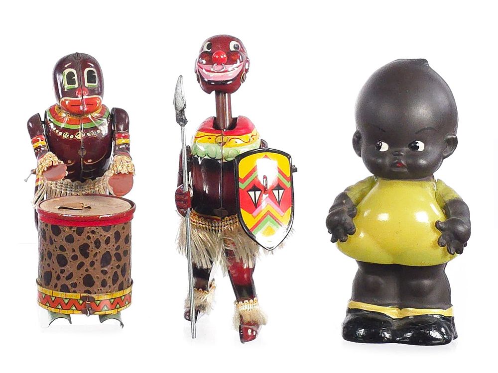 Lot 303: (3) TPS Pango-Pango African Dancer, Calypso Joe & Celluloid Kewpie