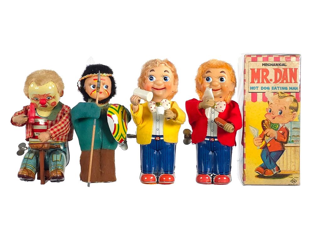 Lot 309: (4) Japanese Tin Windup Toys TN Mr. Dan & Others