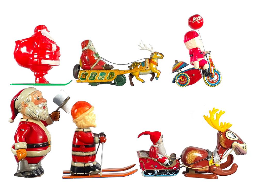 Lot 311: (6) Assorted Santa Toys Rosko, TN, Mikuni, C.K., S&E