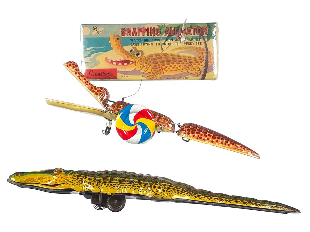 Lot 333: (2) Tin Windup Alligators Chein & S&E w/Box