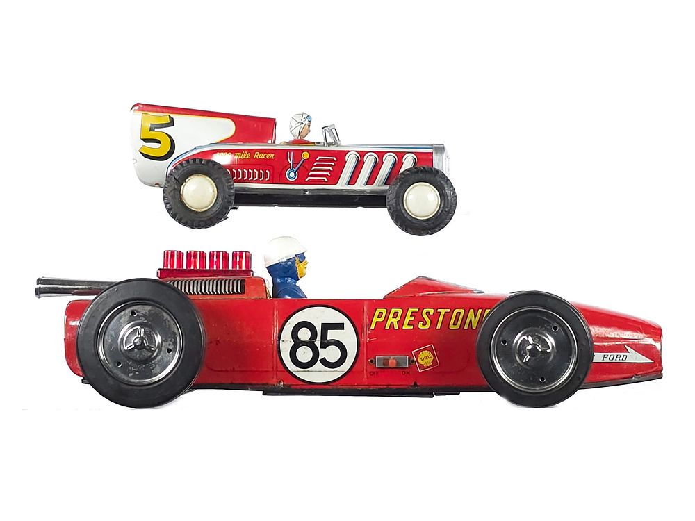 Lot 390: (2) Japanese Tin Yonezawa Lotus & Momya Racers