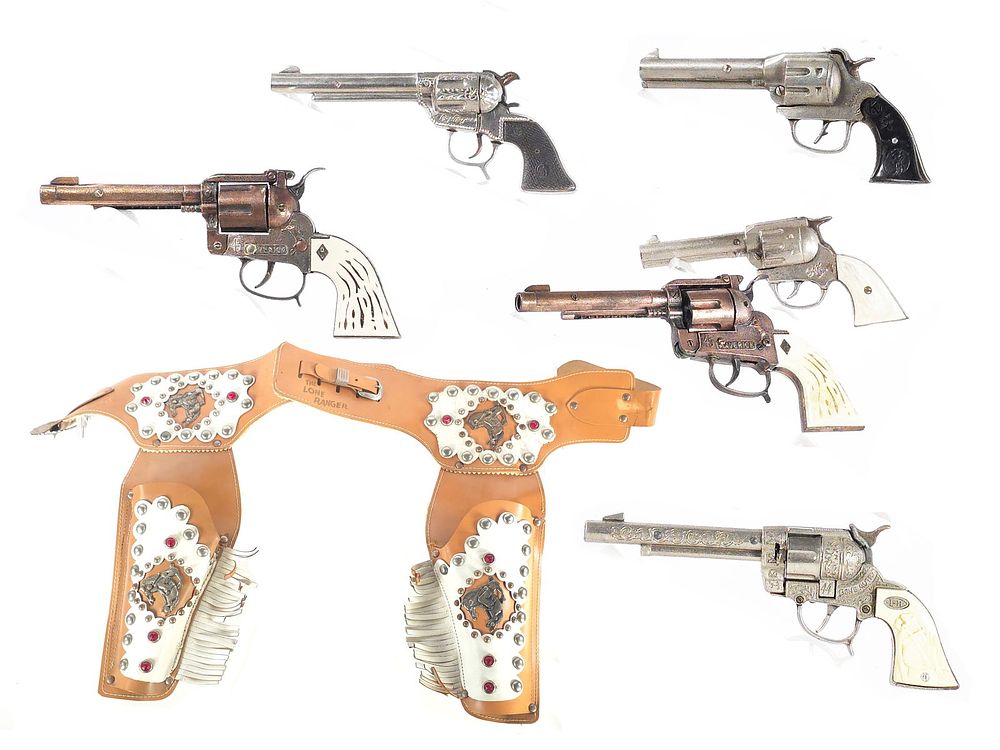 Lot 428: (7) Assorted Toy Cap Guns w/Holster Lone Ranger Gene Autry