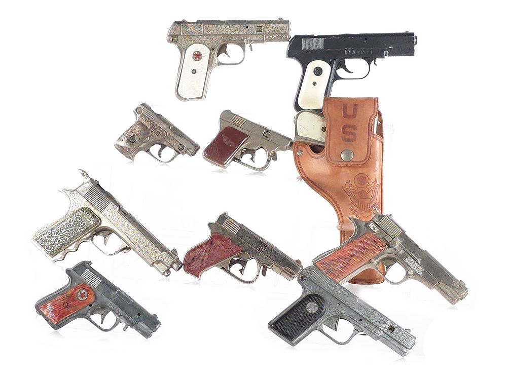 Lot 429: (10) Assorted Toy Cap Guns w/Holster Hubley Kilgore