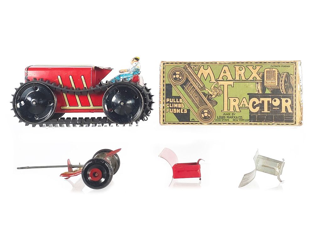 Lot 443: Marx Windup Red Tractor Boxed