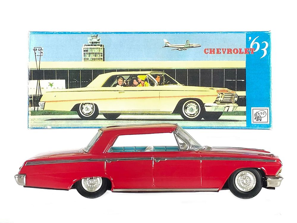 Lot 444: ATC 1963 Chevrolet Four Door Boxed Japanese Tin