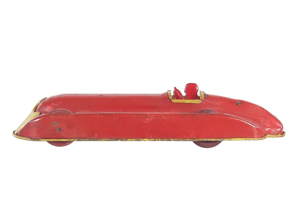 Lot 445: Chime Toys Tin Litho Streamline Racer Red