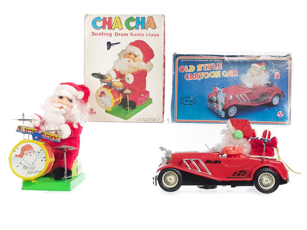 Lot 458: (2) Cha Cha Santa Boxed & Hot Rod Santa Boxed