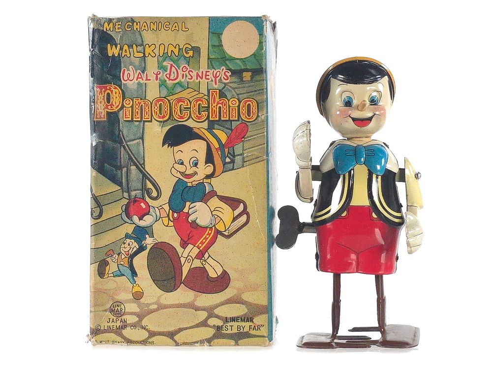 Lot 468: Scarce Disney Walking Pinocchio Windup Toy by Linemar Boxed
