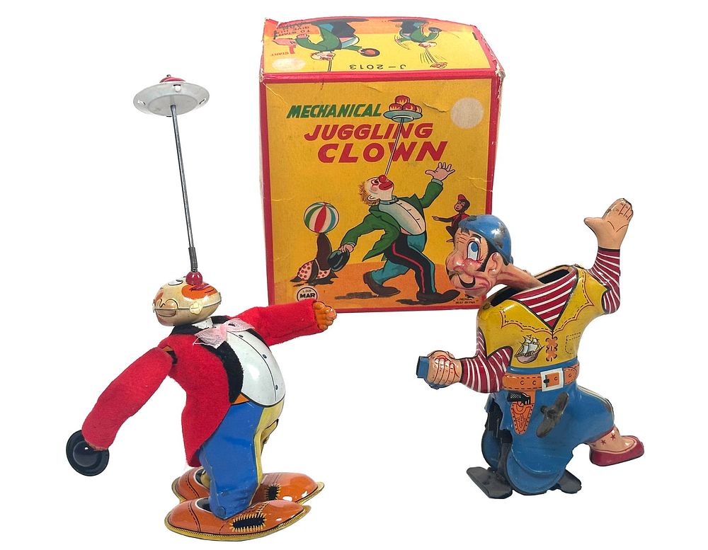 Lot 475: TPS Juggling Clown & Mikuni Windup Pirate Japanese Tin