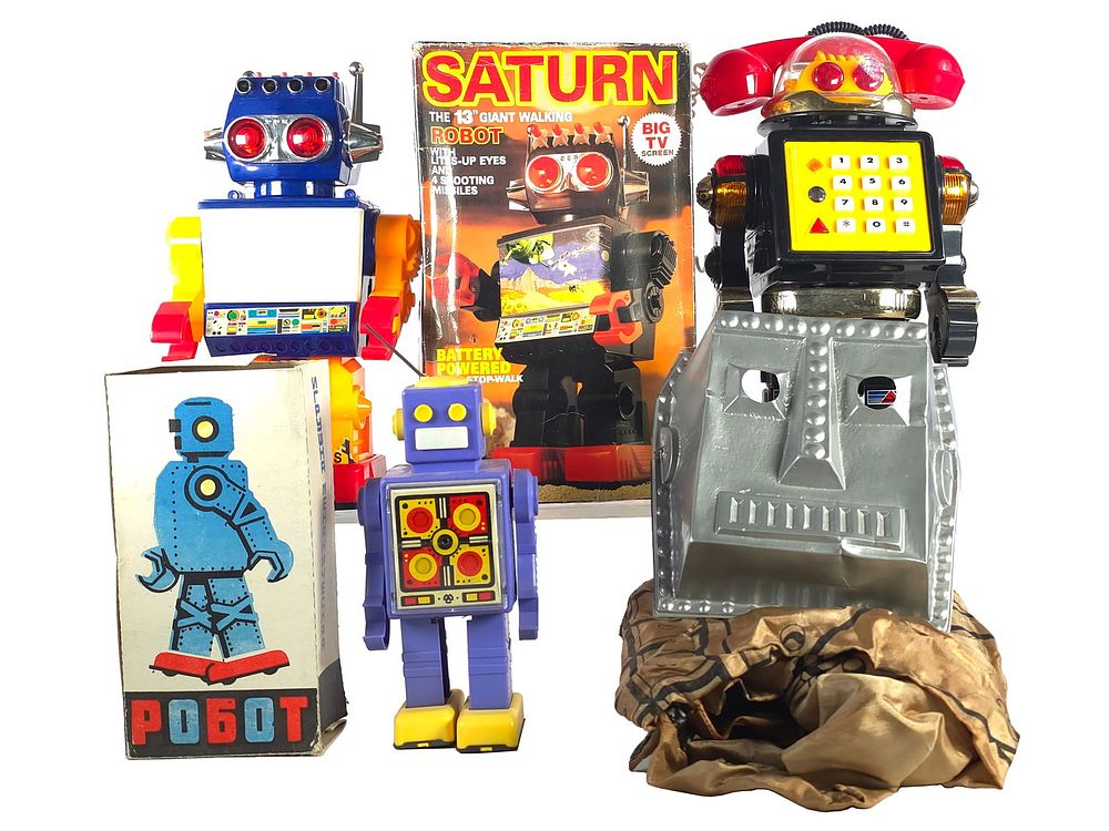 Lot 477: 3 Assorted Robots & 1 Robot Costume