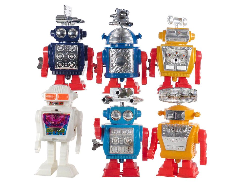 Lot 481: (6) Assorted Horikawa Windup Plastic Robots