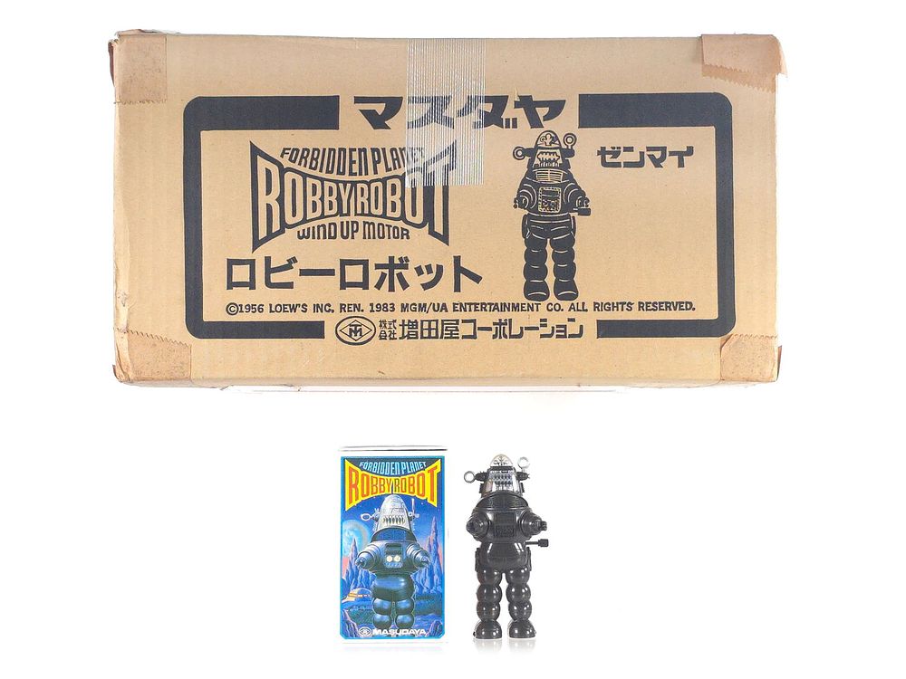 Lot 494: Masudaya TM Forbidden Planet Robby Robot Windups Case 36