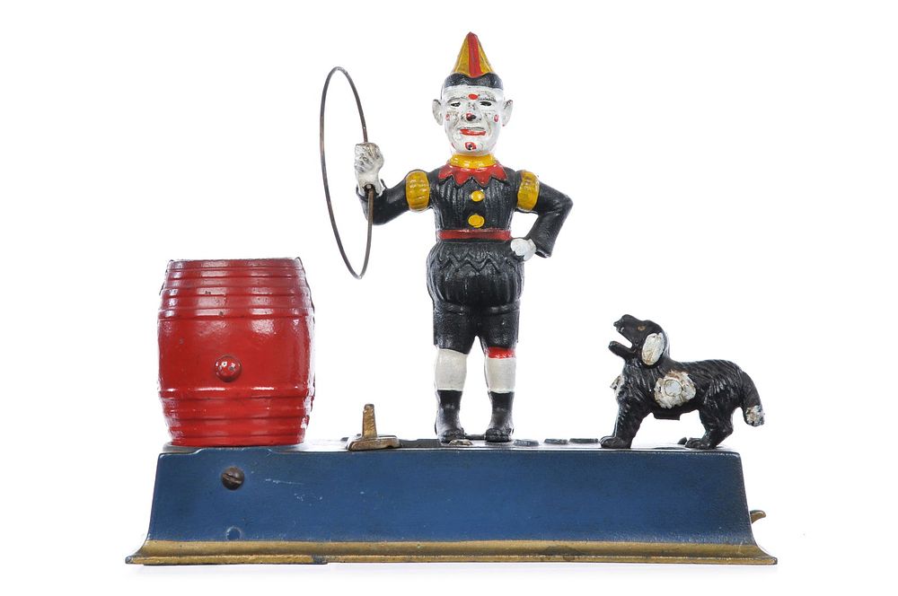 Lot 510B: Hubley No. 828 Cast Iron Mechanical Trick Dog Bank