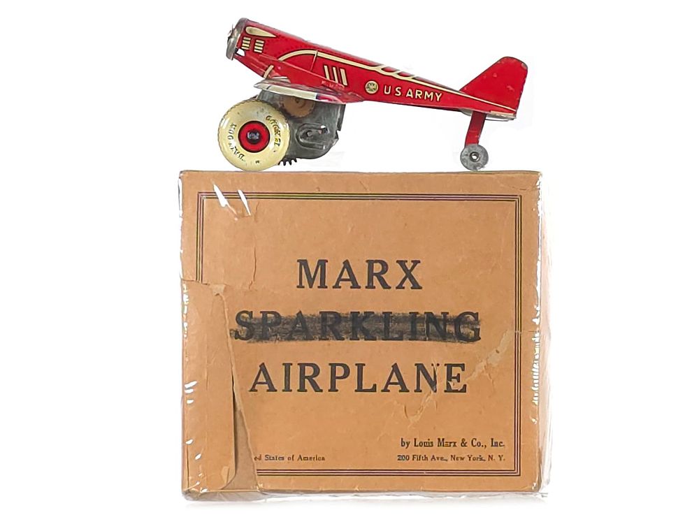 Lot 521: Marx 1930's Mechanical "Pursuit Plane" Boxed