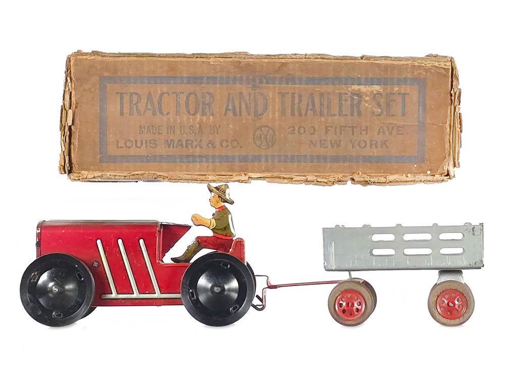 Lot 538: Marx 1934 Tractor Trailer Set Boxed