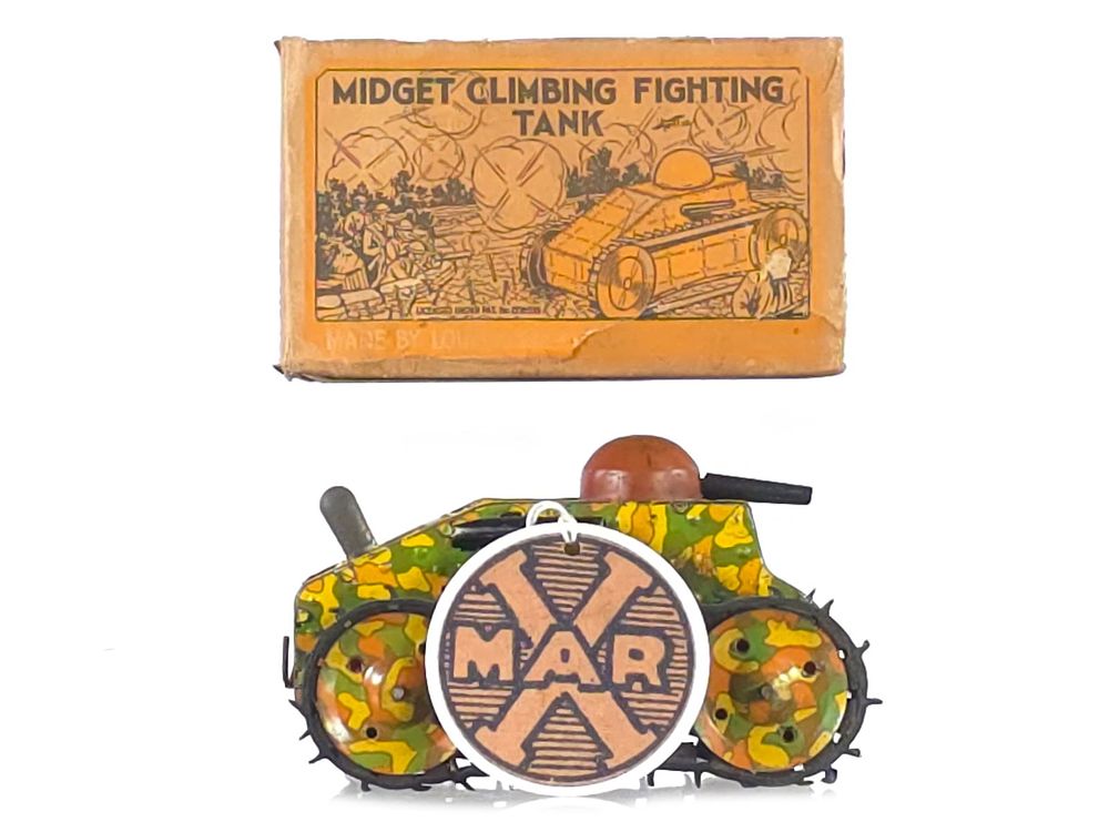 Lot 548: 1930 Marx Midget Climbing Fighting Tank Version #1 Rare Variation Boxed